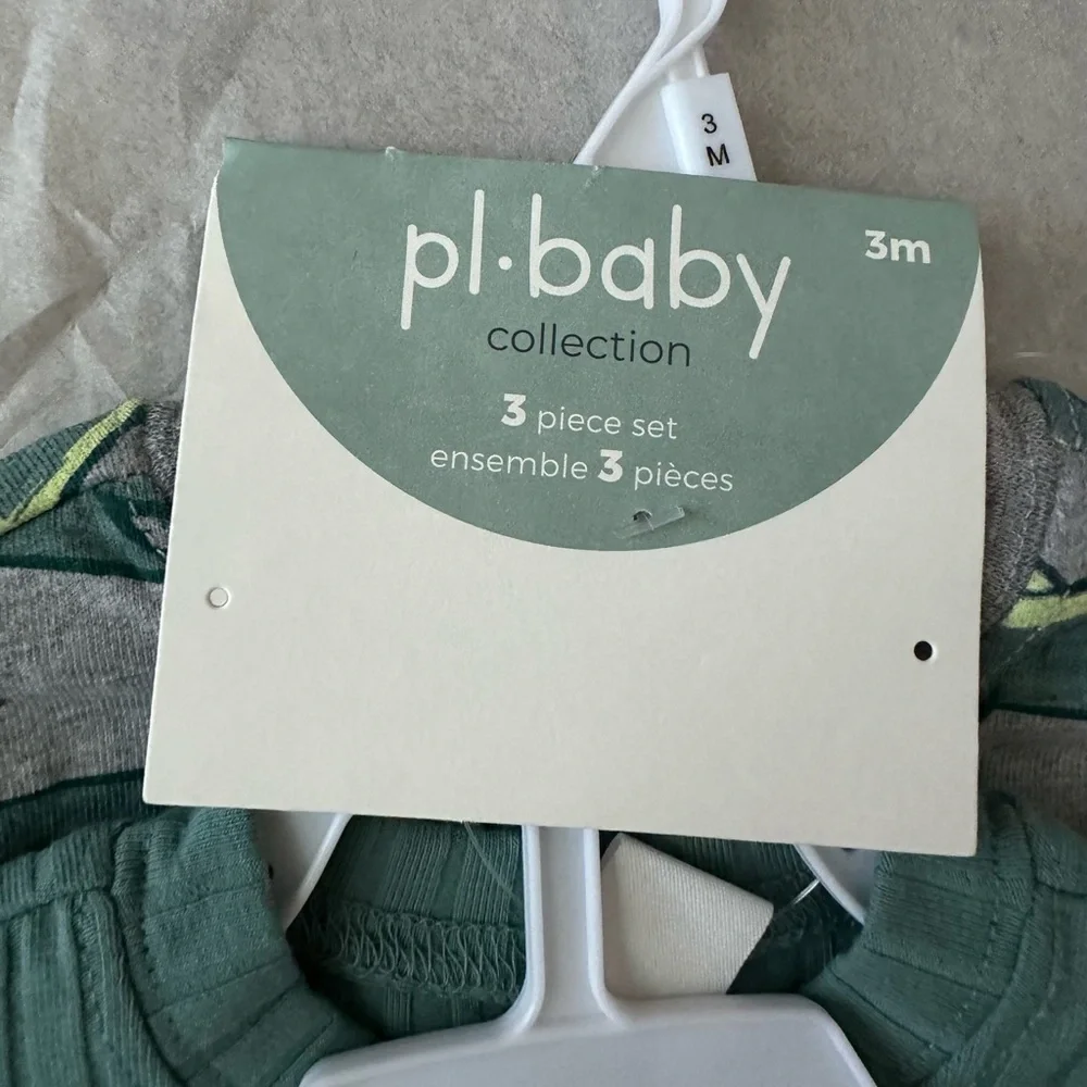🦈💚 NWT PL Baby 3-Piece Romper Set Size 3M